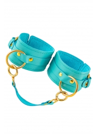 Голубые однослойные кожаные оковы - Pecado - купить с доставкой в Воронеже