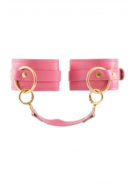 Розовые однослойные кожаные оковы - Pecado - купить с доставкой в Воронеже