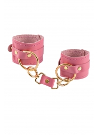 Розовые однослойные кожаные наручники - Pecado - купить с доставкой в Воронеже