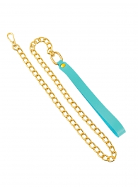 Голубой кожаный поводок с карабином для ошейника - 80 см. - Pecado - купить с доставкой в Воронеже