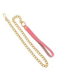 Розовый кожаный поводок с карабином для ошейника - 80 см. - Pecado - купить с доставкой в Воронеже