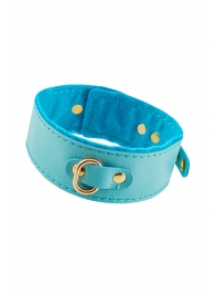 Голубой двуслойный кожаный ошейник с подкладкой из фетра - Pecado - купить с доставкой в Воронеже