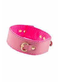 Розовый двуслойный кожаный ошейник с подкладкой из фетра - Pecado - купить с доставкой в Воронеже
