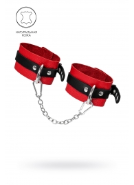 Красно-черные мягкие оковы с одним ремешком и люверсами - Pecado - купить с доставкой в Воронеже