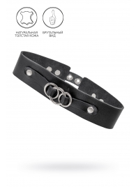 Черный чокер-ошейник со связанными кольцами на подложке - Pecado - купить с доставкой в Воронеже