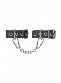 Черные кожаные наручники-браслеты из одного ремешка с люверсами - Pecado - купить с доставкой в Воронеже