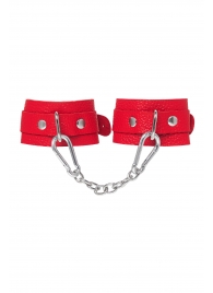 Красные кожаные наручники-браслеты со скруглёнными углами - Pecado - купить с доставкой в Воронеже