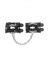 Черные кожаные наручники-браслеты из двух ремешков - Pecado - купить с доставкой в Воронеже