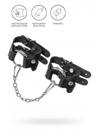Черные кожаные наручники-браслеты из двух ремешков - Pecado - купить с доставкой в Воронеже