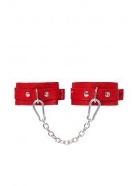 Красные кожаные узкие оковы со скруглёнными углами - Pecado - купить с доставкой в Воронеже