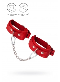 Красные кожаные узкие оковы со скруглёнными углами - Pecado - купить с доставкой в Воронеже