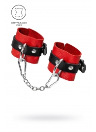 Красно-черные мягкие наручники с одним ремешком с люверсами - Pecado - купить с доставкой в Воронеже