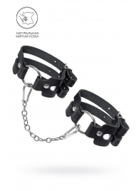 Черные кожаные оковы из двух ремешков - Pecado - купить с доставкой в Воронеже