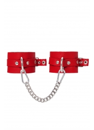 Красные мягкие кожаные оковы с люверсами - Pecado - купить с доставкой в Воронеже
