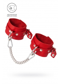 Красные мягкие кожаные оковы с люверсами - Pecado - купить с доставкой в Воронеже