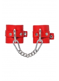 Красные мягкие кожаные наручники с люверсами - Pecado - купить с доставкой в Воронеже