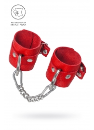 Красные мягкие кожаные наручники с люверсами - Pecado - купить с доставкой в Воронеже