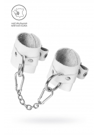 Белые мягкие кожаные наручники с люверсами - Pecado - купить с доставкой в Воронеже