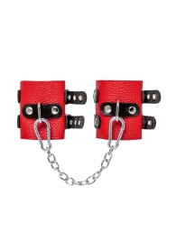 Красно-черные мягкие наручники с двумя ремешками с люверсами - Pecado - купить с доставкой в Воронеже