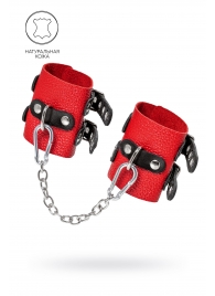 Красно-черные мягкие наручники с двумя ремешками с люверсами - Pecado - купить с доставкой в Воронеже