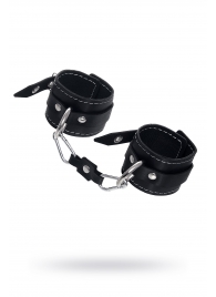 Черные двухслойные наручники с белой строчкой - Pecado - купить с доставкой в Воронеже