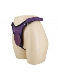 Фиолетовые трусики харнесс с платформой Caludio III - Baile - купить с доставкой в Воронеже