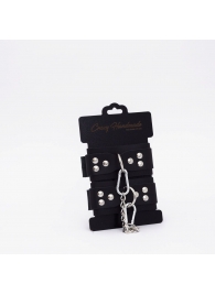 Черные кожаные наручники с регулируемыми ремешками - Crazy Handmade - купить с доставкой в Воронеже