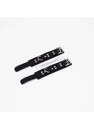 Черные кожаные наручники с регулируемыми ремешками - Crazy Handmade - купить с доставкой в Воронеже