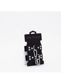 Черные кожаные оковы с регулируемыми ремешками - Crazy Handmade - купить с доставкой в Воронеже