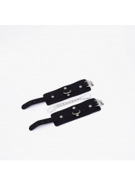 Черные кожаные наручники с хромированной фурнитурой - Crazy Handmade - купить с доставкой в Воронеже