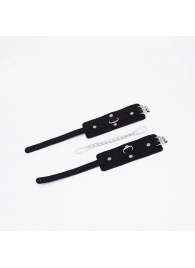 Черные кожаные оковы с хромированной фурнитурой - Crazy Handmade - купить с доставкой в Воронеже