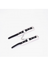 Бело-красные кожаные наручники - Crazy Handmade - купить с доставкой в Воронеже