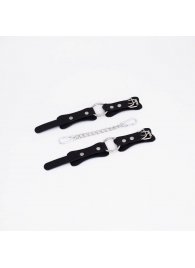 Черные кожаные наручники с кольцом - Crazy Handmade - купить с доставкой в Воронеже