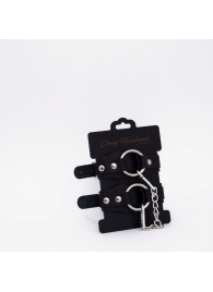 Черные кожаные оковы с кольцом - Crazy Handmade - купить с доставкой в Воронеже