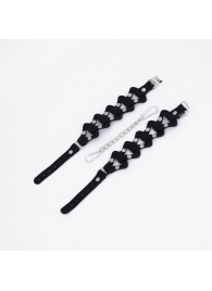 Черные кожаные наручники из звеньев - Crazy Handmade - купить с доставкой в Воронеже