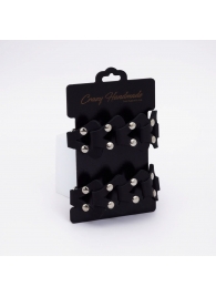 Черные кожаные оковы из звеньев - Crazy Handmade - купить с доставкой в Воронеже