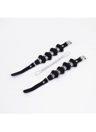 Черные кожаные оковы из звеньев - Crazy Handmade - купить с доставкой в Воронеже