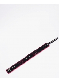 Черно-розовый кожаный ошейник с розовой строчкой - Crazy Handmade - купить с доставкой в Воронеже