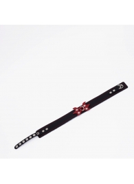 Черный ошейник с красным декором и строчкой - Crazy Handmade - купить с доставкой в Воронеже