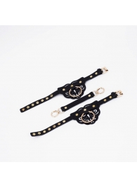 Черные оковы с золотистой фурнитурой - Crazy Handmade - купить с доставкой в Воронеже