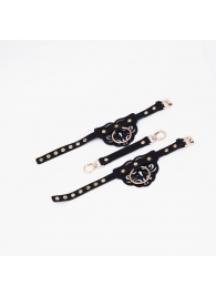 Черные оковы с золотистой фурнитурой - Crazy Handmade - купить с доставкой в Воронеже