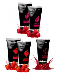 Набор из 5 съедобных лубрикантов JUJU (клубника х 2, малина х 2, вишня) - JuJu - купить с доставкой в Воронеже