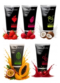 Набор из 5 съедобных лубрикантов JUJU (клубника, малина, тропические фрукты, вишня, кокос) - JuJu - купить с доставкой в Воронеже
