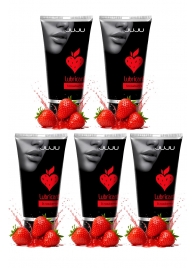 Набор из 5 съедобных лубрикантов JUJU со вкусом клубники - JuJu - купить с доставкой в Воронеже
