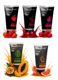 Набор из 5 съедобных лубрикантов JUJU (клубника, малина, тропические фрукты, вишня, грейпфрут) - JuJu - купить с доставкой в Воронеже