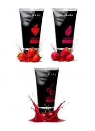 Набор из 3 съедобных лубрикантов JUJU (клубника, малина, вишня) - JuJu - купить с доставкой в Воронеже