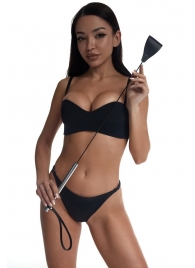 Стек с широким черным кожаным наконечником и металлической ручкой - 67 см. - Crazy Handmade - купить с доставкой в Воронеже