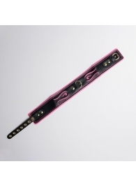 Черно-розовый ошейник с золотистой фурнитурой - Crazy Handmade - купить с доставкой в Воронеже