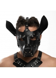 Черная кожаная маска «Собака» - Crazy Handmade - купить с доставкой в Воронеже