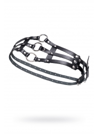 Черный кожаный пояс с кольцами - Pecado - купить с доставкой в Воронеже